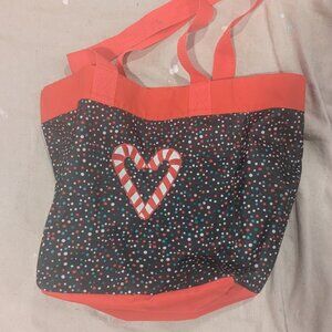 thirty-one holiday themed tote w/Candy Cane Heart Embroidered 14 x 11 x 8